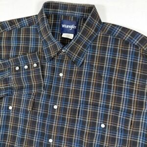 Vintage Wrangler Mens Plaid Long Sleeve Pearl Snap Front‎ Western Shirt XXL